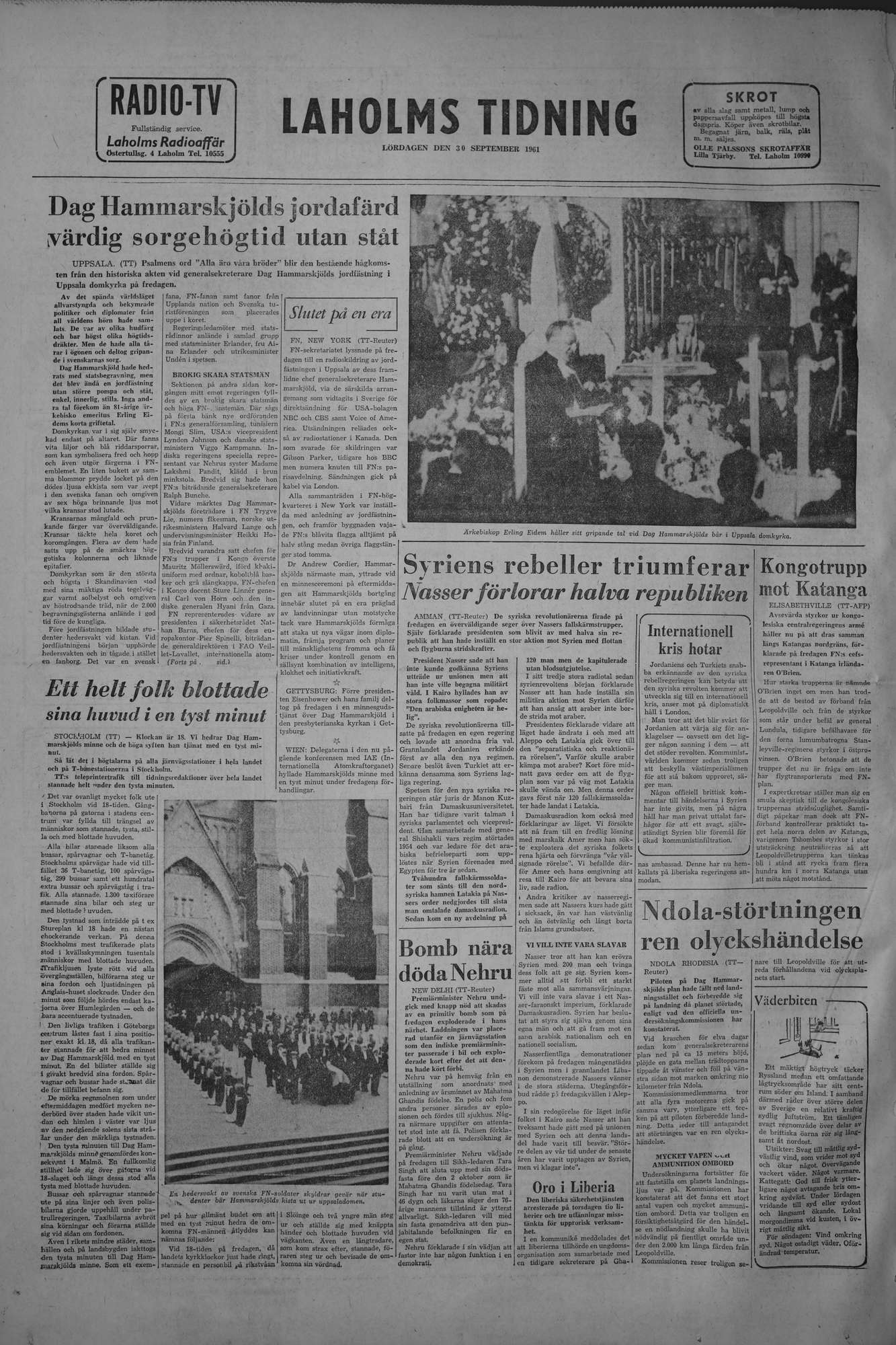 Laholms Tidning Lördag 30 september 1961, sida 8