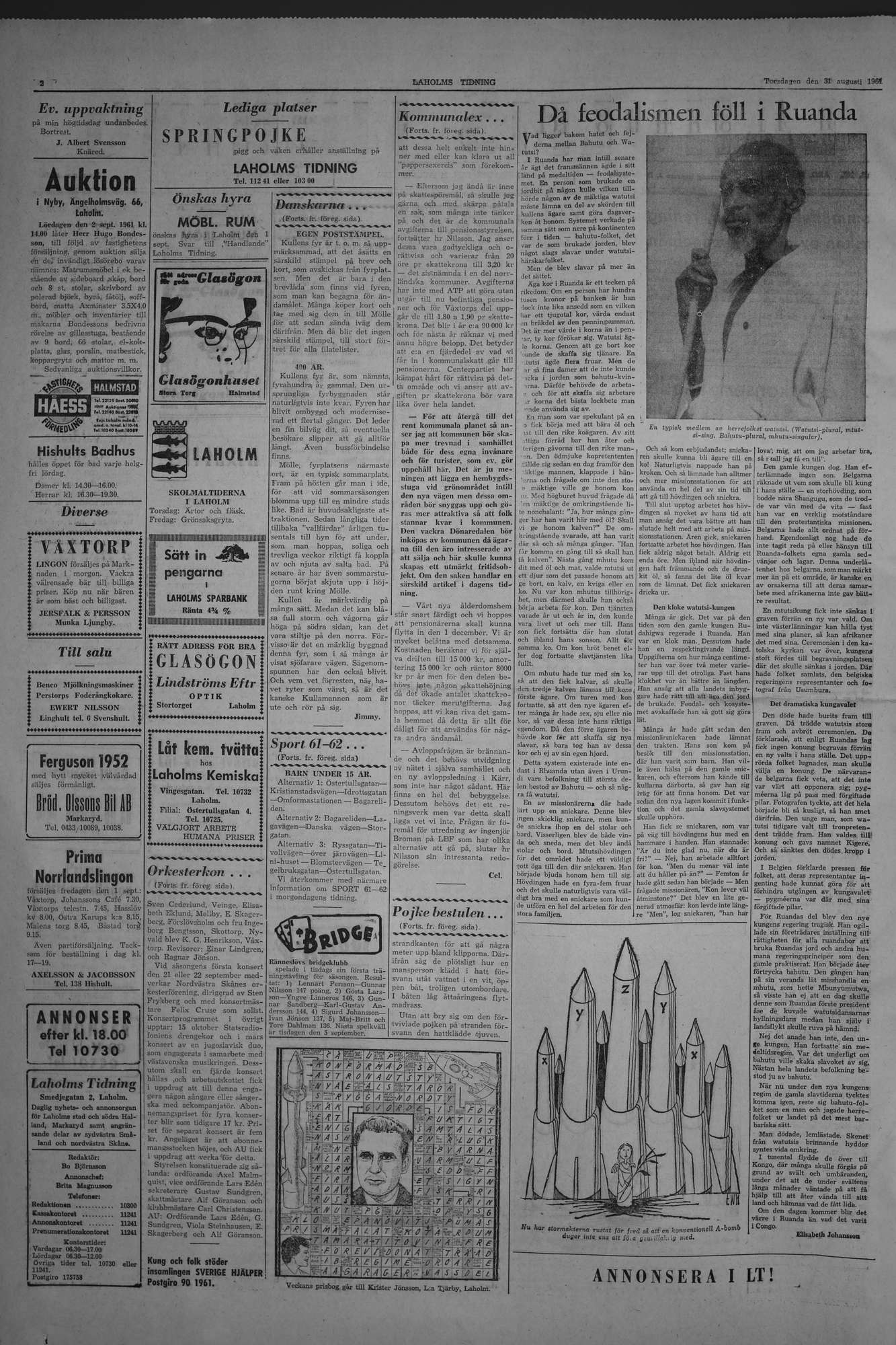 Laholms Tidning Torsdag 31 augusti 1961, sida 2