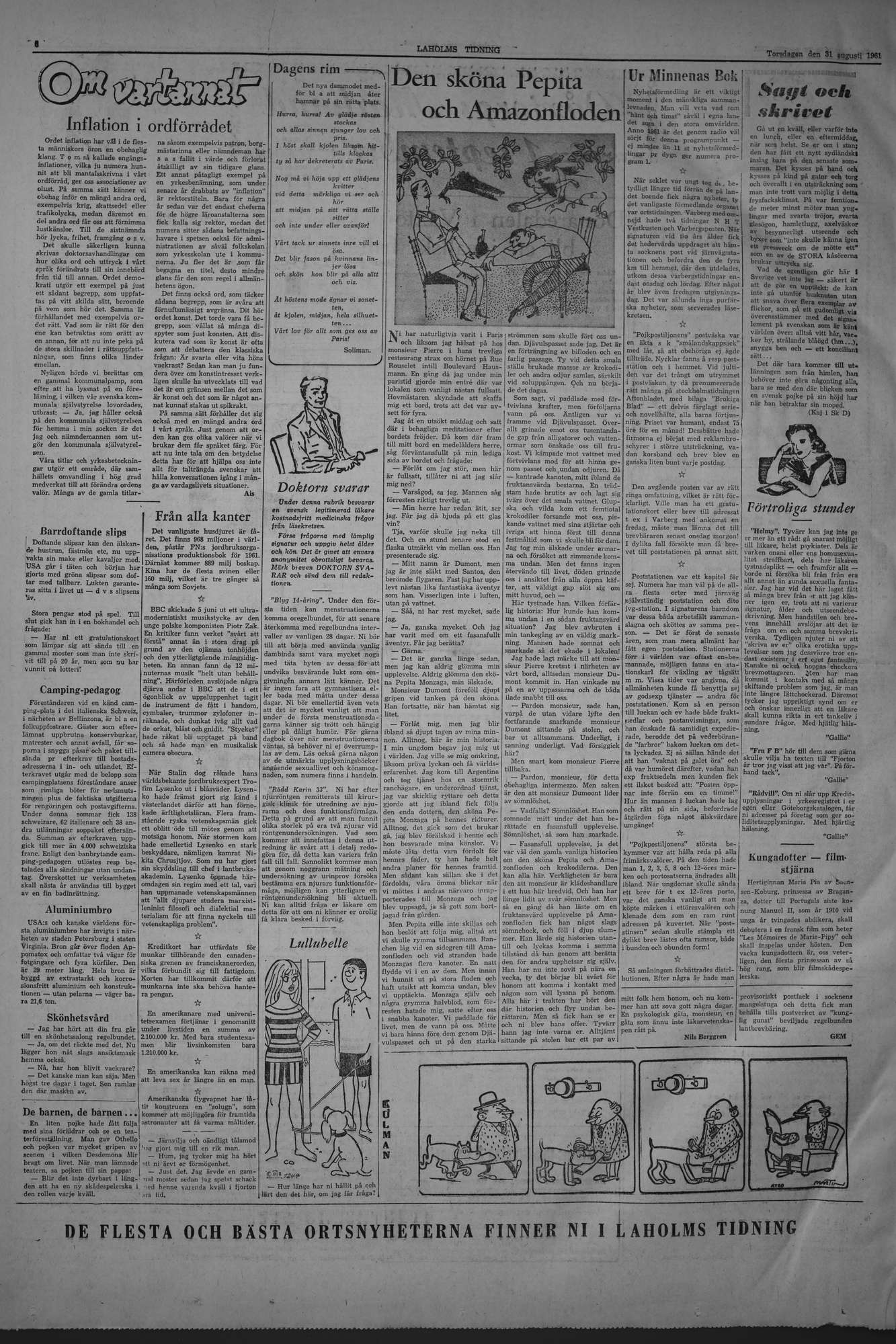 Laholms Tidning Torsdag 31 augusti 1961, sida 6