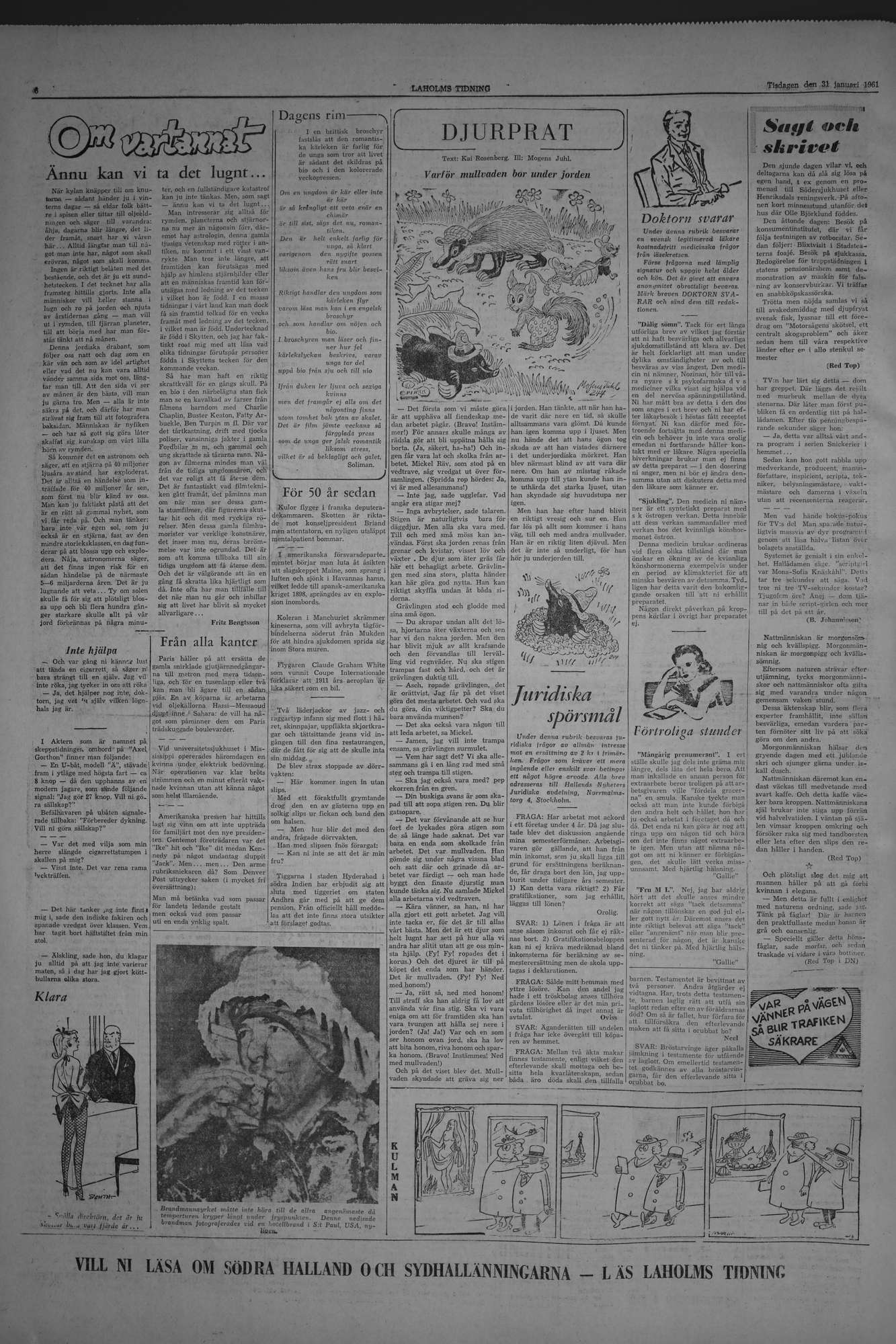 Laholms Tidning Tisdag 31 januari 1961, sida 6