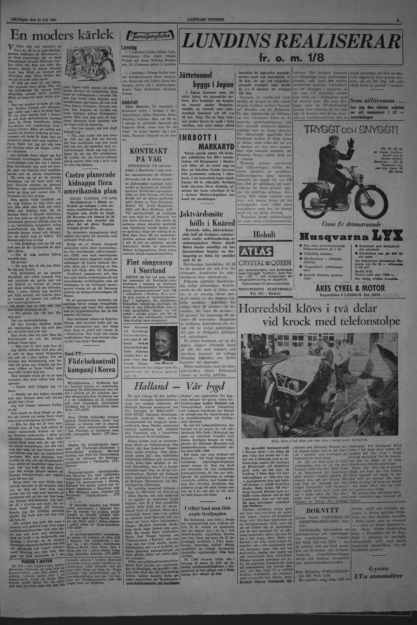 Laholms Tidning Måndag 31 juli 1961, sida 3