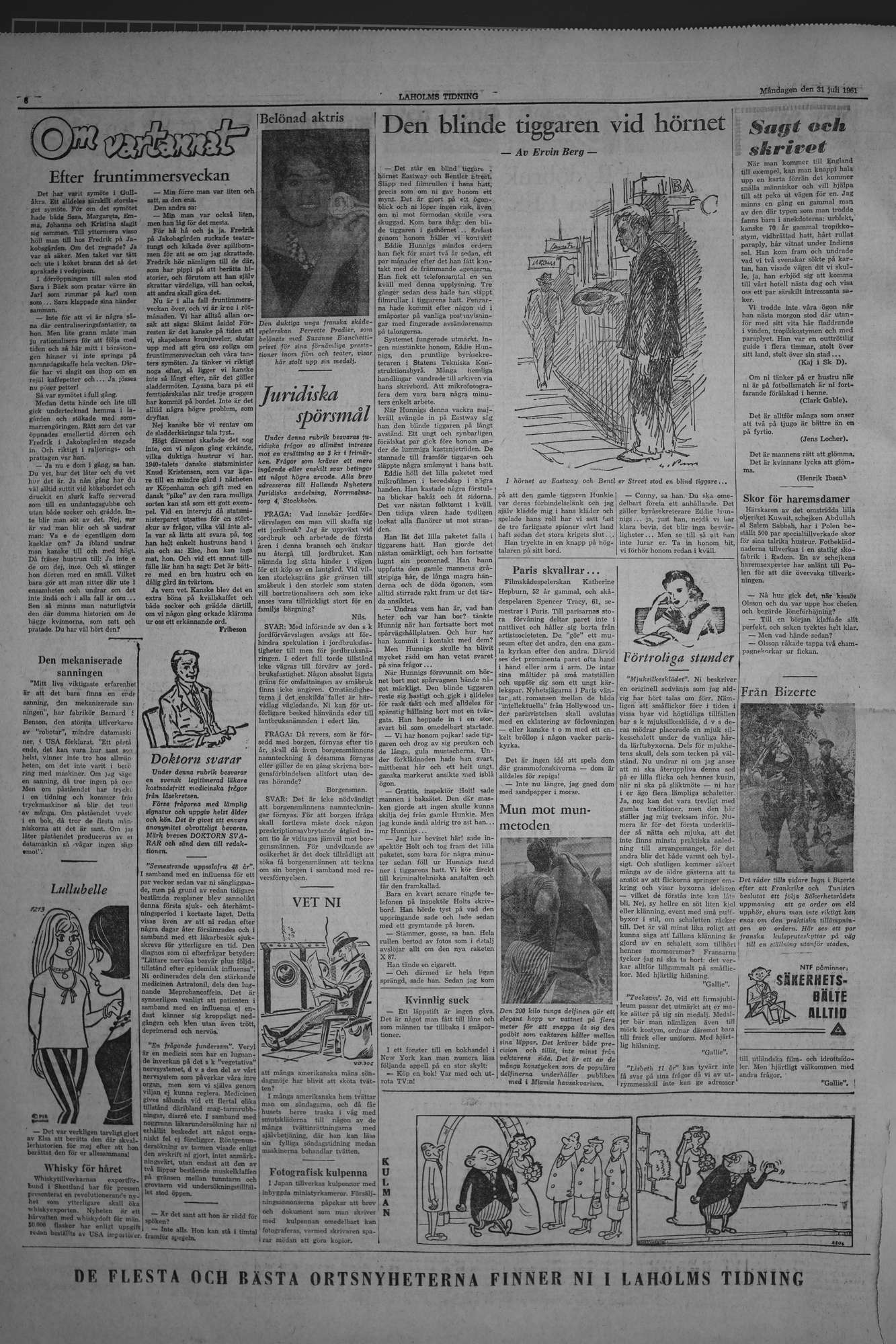 Laholms Tidning Måndag 31 juli 1961, sida 6