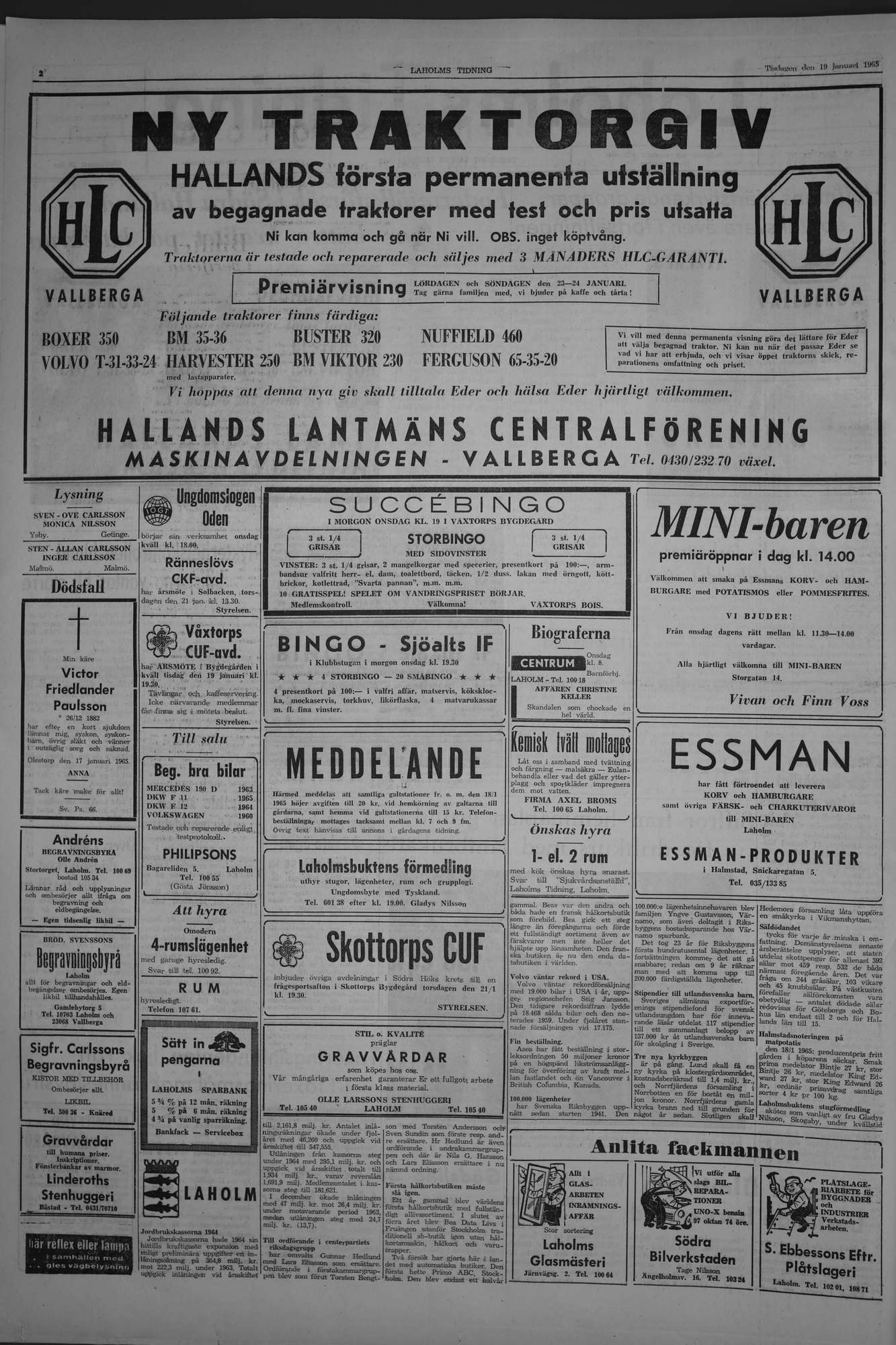 Laholms Tidning Tisdag 19 januari 1965, sida 2