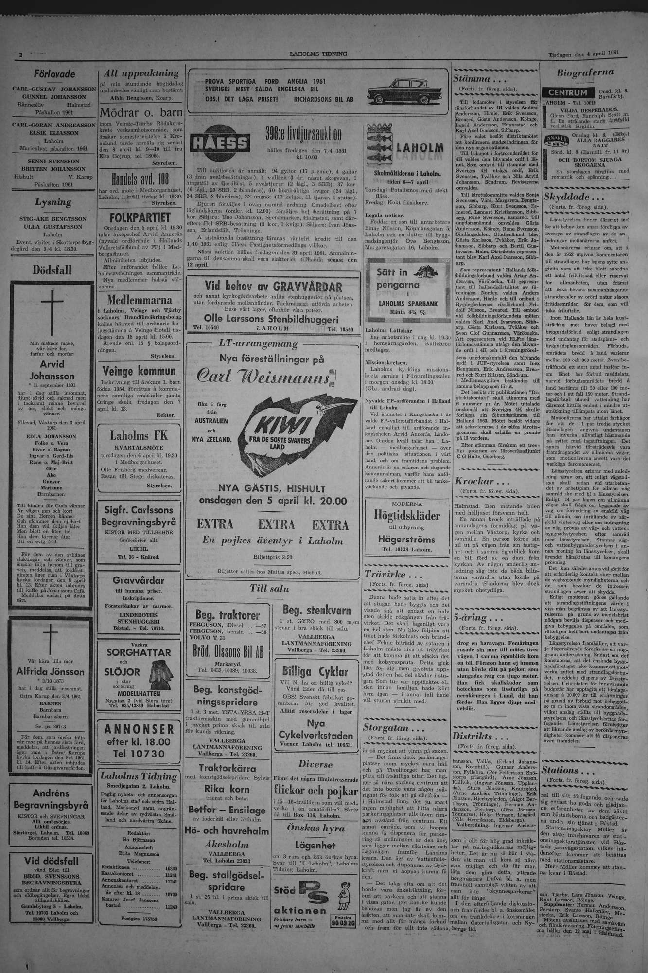 Laholms Tidning Tisdag 4 april 1961, sida 2