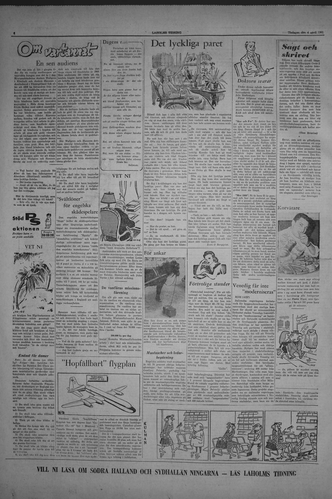 Laholms Tidning Tisdag 4 april 1961, sida 6