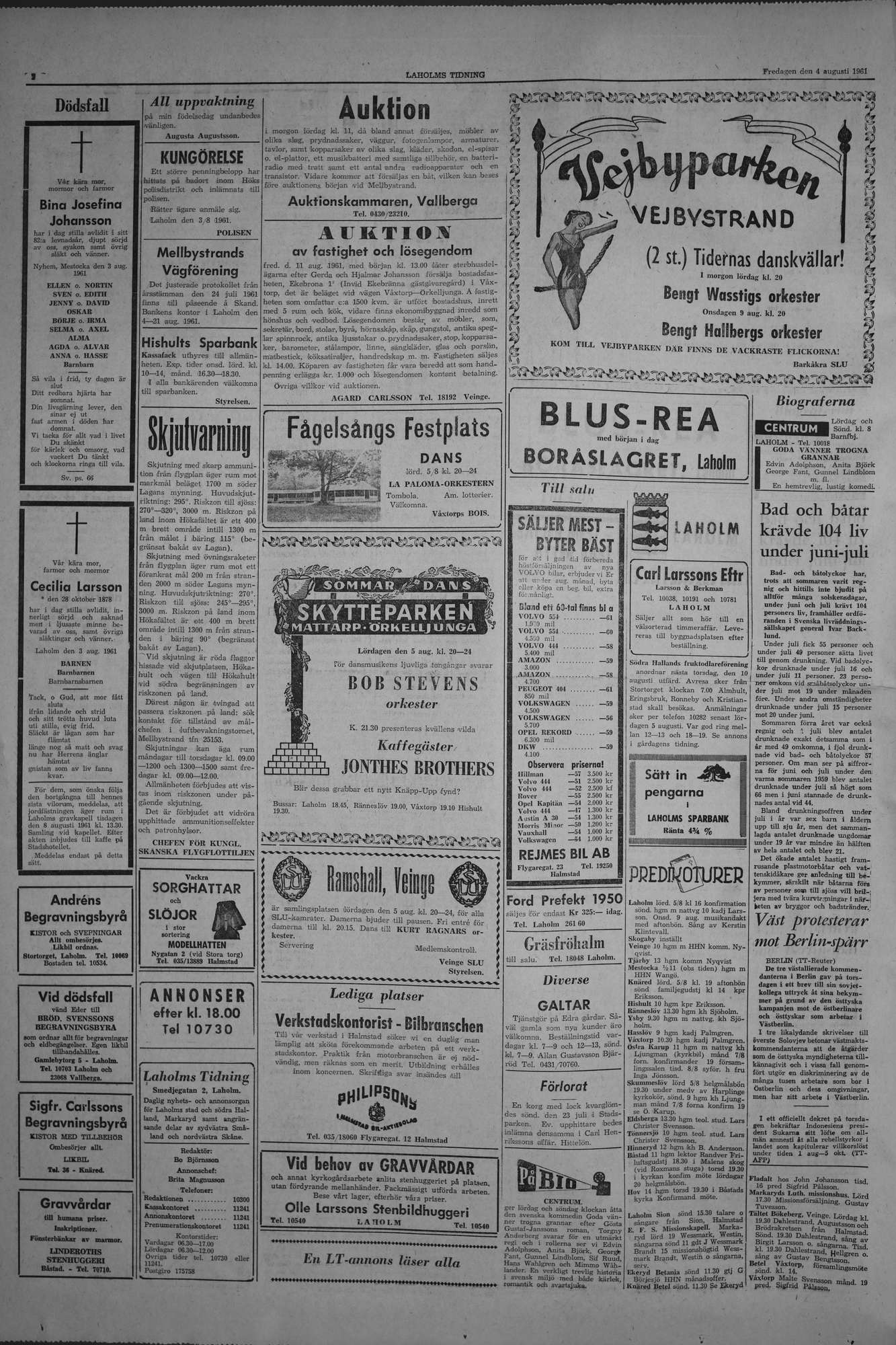 Laholms Tidning Fredag 4 augusti 1961, sida 2
