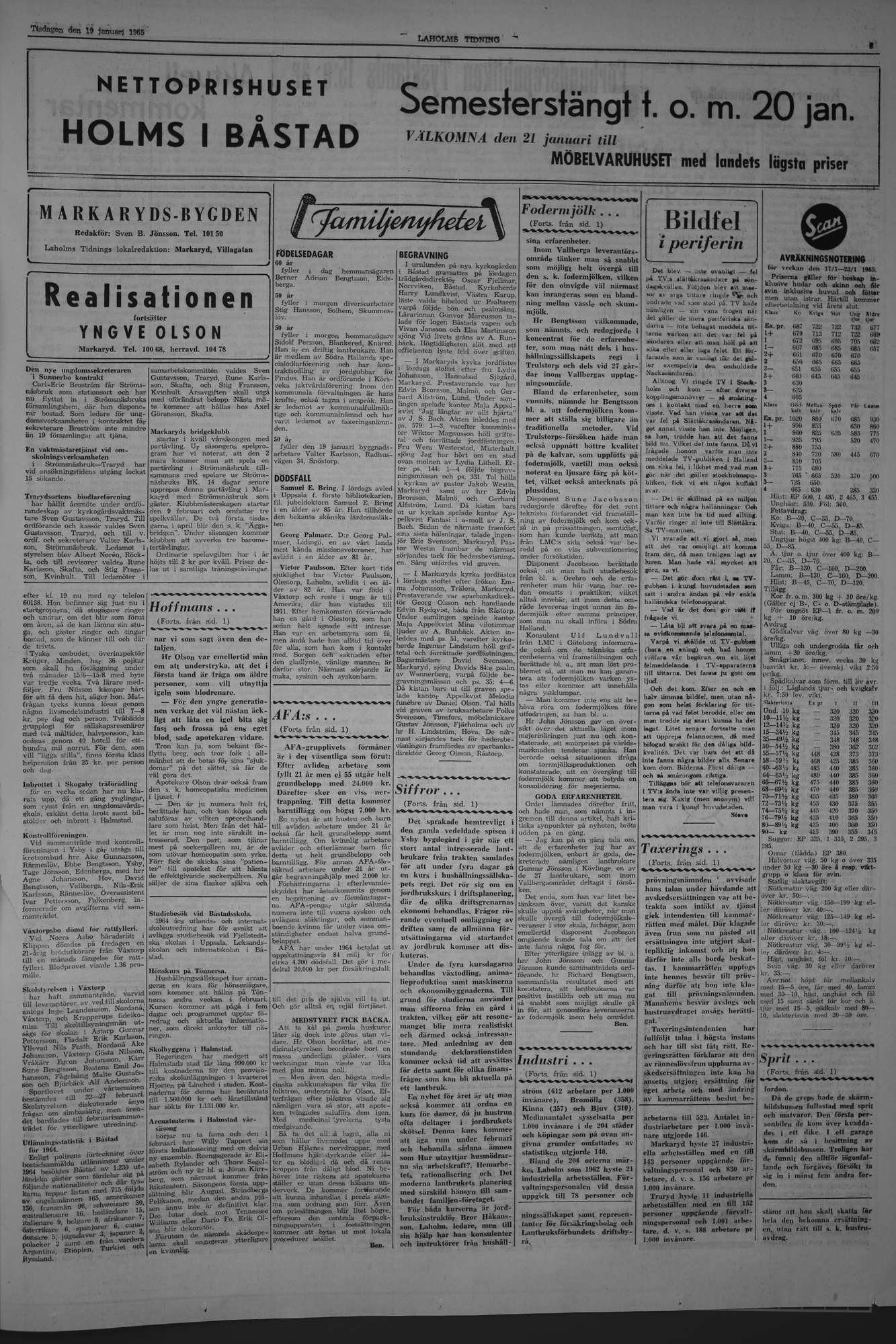 Laholms Tidning Tisdag 19 januari 1965, sida 3