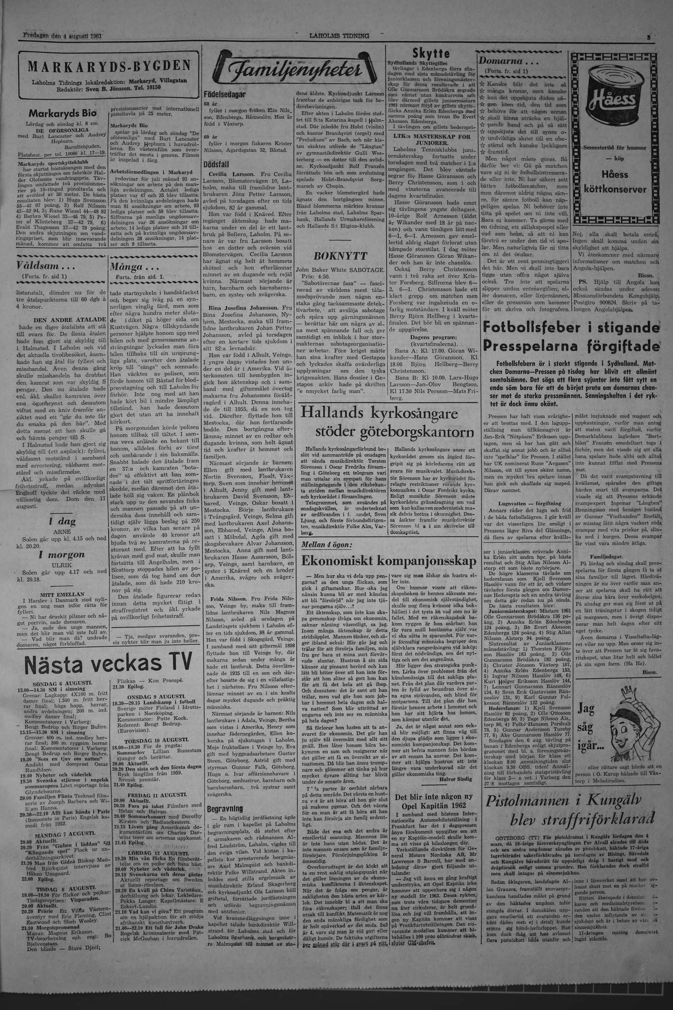 Laholms Tidning Fredag 4 augusti 1961, sida 3