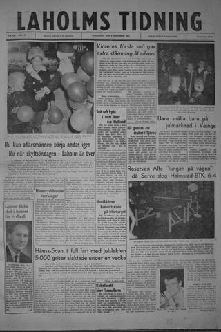 Förstasidan, Måndag 4 december 1961