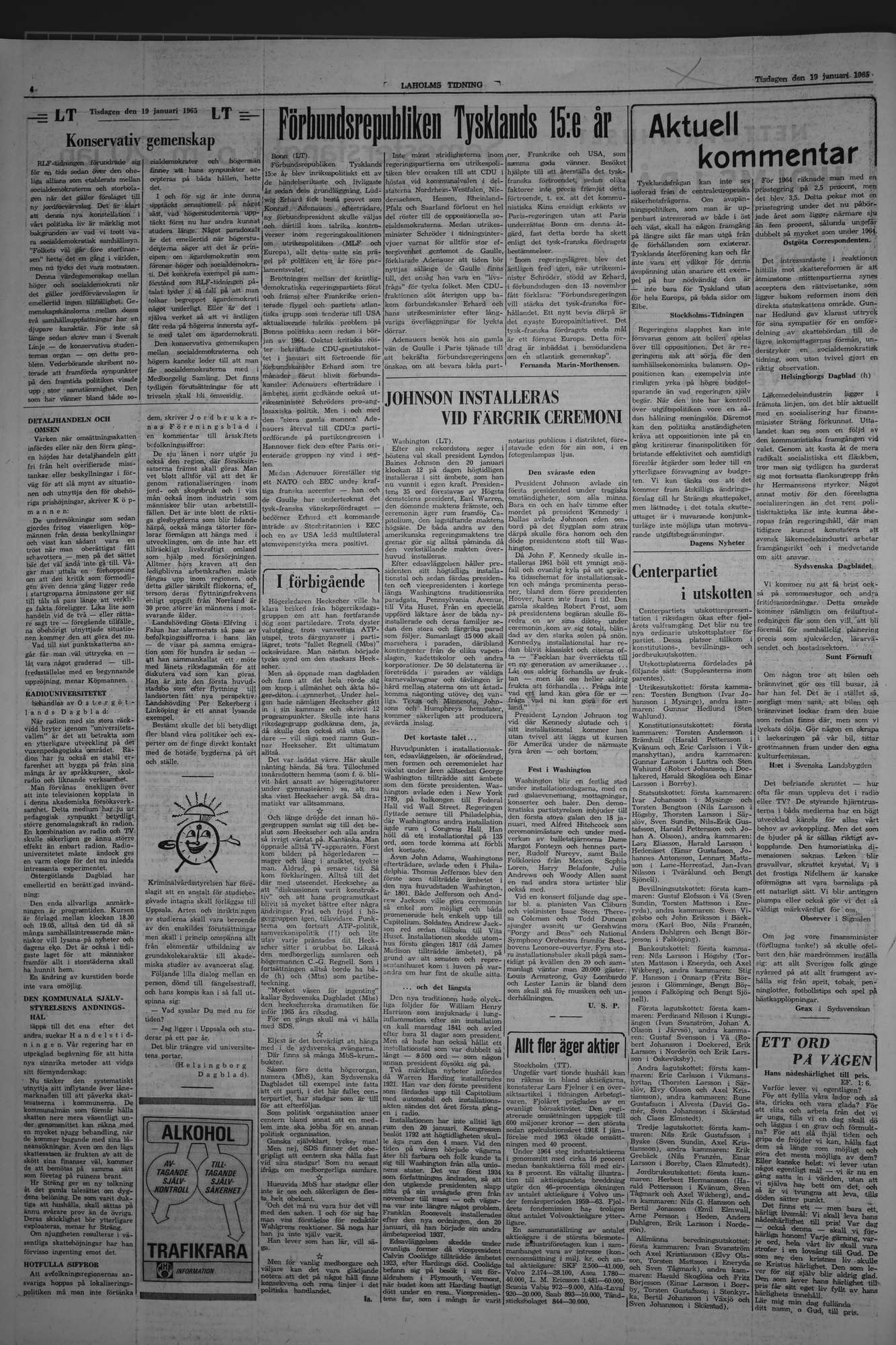 Laholms Tidning Tisdag 19 januari 1965, sida 4