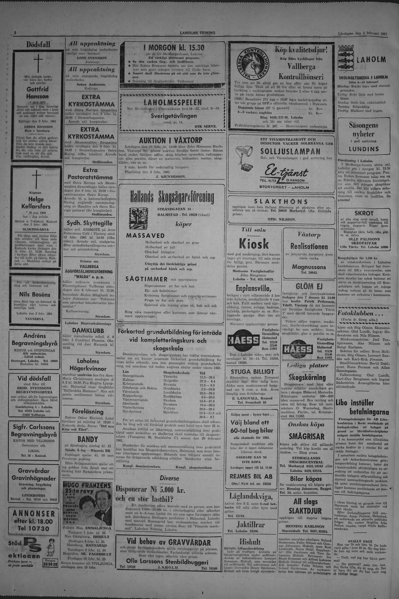 Laholms Tidning Lördag 4 februari 1961, sida 2